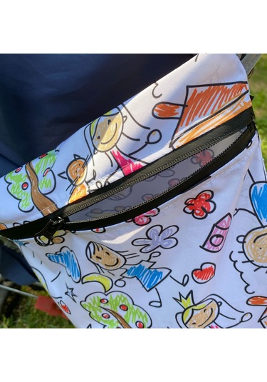 Yorni 43x46cm, Family, Su Geçirmez Bebek Çocuk Beslenme Çantası, Torba Beyaz