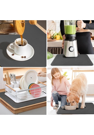 70 Cm X 30 Cm Bulaşık Kurutma Örtüsü Siyah Tezgah Üstü Bulaşık Matı Bulaşıklık Çok Renkli
