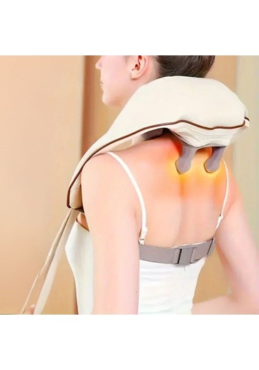 Elektrikli Boyun Ve Sırt Masaj Aleti Kablosuz Boyun Ve Omuz Yoğurma Masaj Yastığı Beyaz