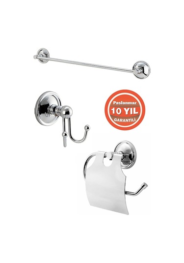 Çelik Banyo Paslanmaz Pirinç Banyo Aksesuar Set Bella Havluluk-bornozluk-tuvalet Kağıtlık Krom