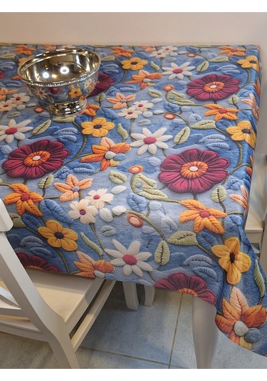 Kumaş Dokulu Tabanı Silikonlu Yıkanabilir Silinebilir Ütülenebilir Kaymaz Dekoratif Masa Örtüsü Brs020 Çok Renkli