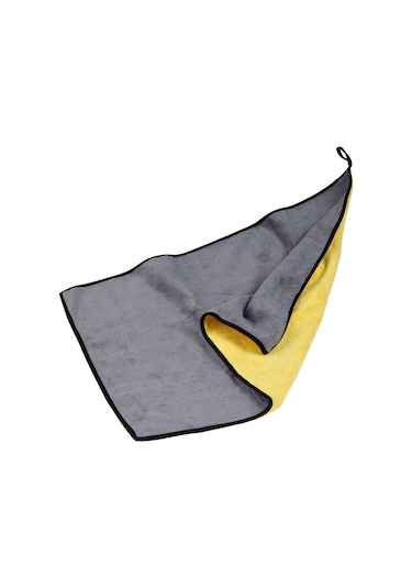 Autofresh Çift Kat Mikrofiber Oto Kurulama Havlusu 30x60 Cm 800gsm Kenarı Biye Gri Sarı