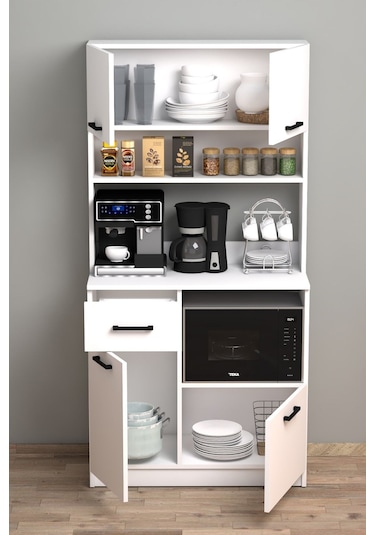 Moonlife Mocha Çok Amaçlı Kahve Köşesi Dolabı Beyaz