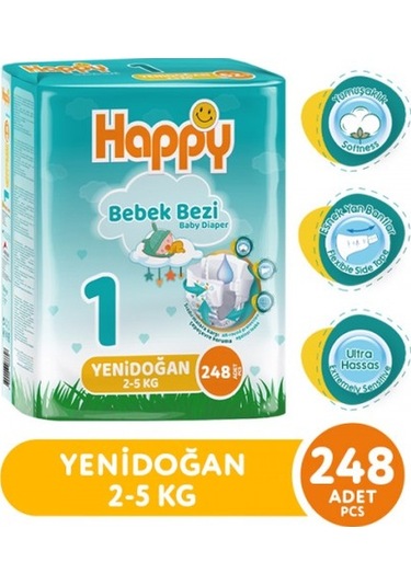 Happy Bebek Bezi Yenidoğan 1 No 62 Li X 4 Adet PKT.HAPPY.077 1 Numara 4'lü