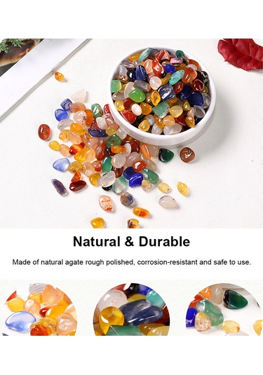 Neevoyu Doğal Çevrilmiş Akgat Taşları, Renkli Kırık Matalar, Akvaryum Dekorasyonu, Dıy Malzemesi, 9-12mm, 100g Paket