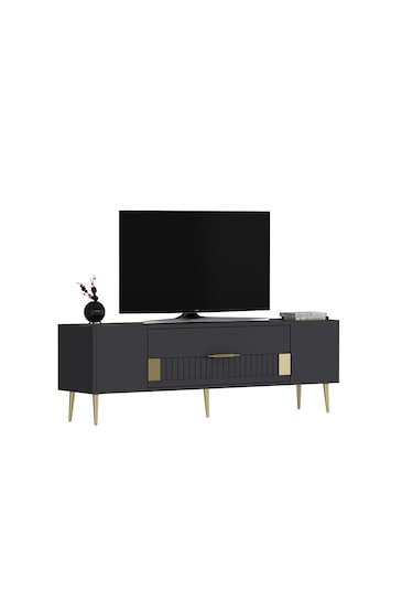 Pencap Tv Sehpası Tv Ünitesi 150 Cm Antrasit Altın