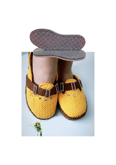 İpekbazaar Eva - Yün Keçe Hobi Örgü Panduf Patik Tabanı Kaydırmaz - 12 Çift