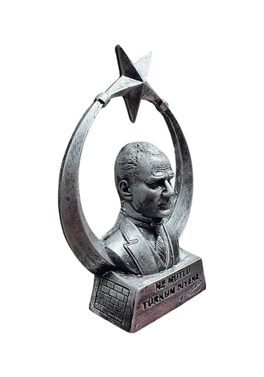 Atatürk Ayyıldız Biblo Heykel Gri