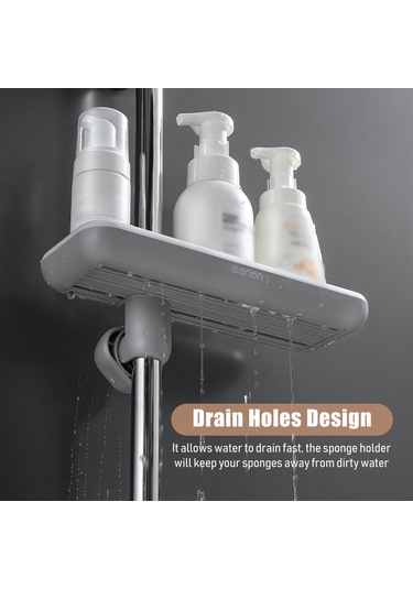 Ruicoo 360 Dönebilir Duş Rafı - Ayarlanabilir Yükseklikli Banyo Organizatörü Gri