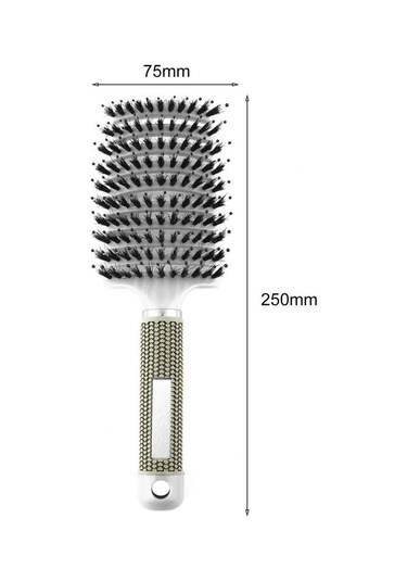 Ximistore9 Beyaz Domuz Tüyü Kavisli Saç Fırçası - Saç Derisi Masajı Ve Dürtme Önleme, Islak Ve Kuru Saç İçin Uygun