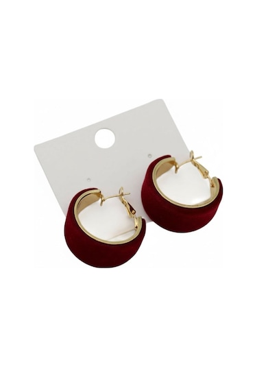 Kadın Bordo 14k Kaplama Çelik Halka Küpe 30 Mm Çok Renkli