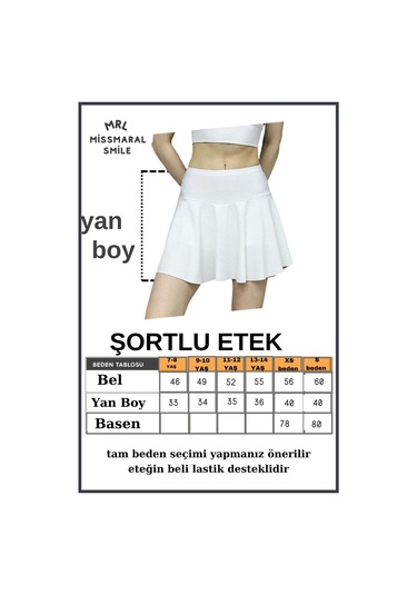Beyaz Yüksek Bel Volanlı Şortlu Spor Etek Deniz Şortu Skirt With Shorts Beyaz
