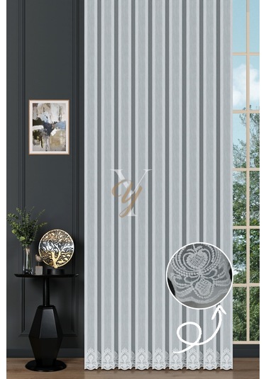 2506-1 Etek Tül Perde V-fikse Ekru