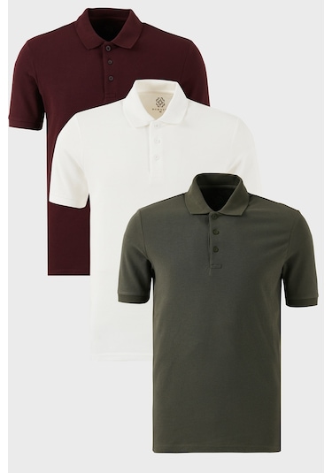 Buratti Erkek T Shirt 5902127s3 Beyaz-vişne-haki Beyaz - Bordo