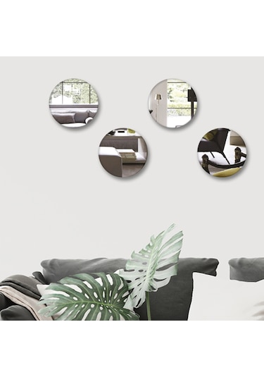 Ayna Düz Ayna 4'lü Takım Yuvarlak Ayna Çap25cm Şeffaf