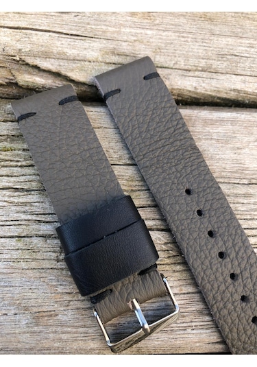 22 Mm Gri Deri El Yapımı Deri Kordon