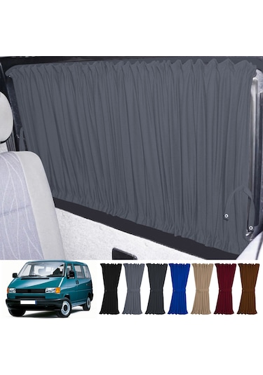 Pandami Volkswagen T4 - Transporter / Caravelle Uzun Şase 1990-2003 Uyumlu Gri Raylı Oto Perde Takımı