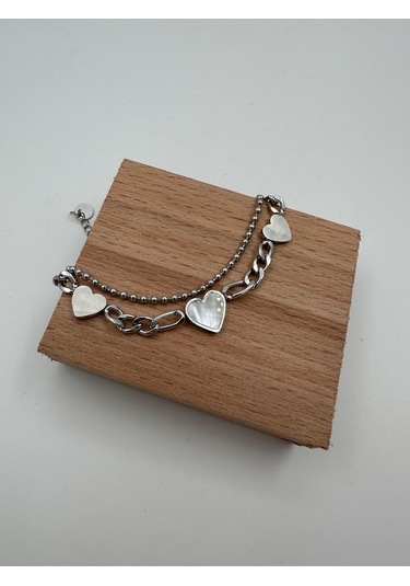 Xbaby Üç Kalp Şekilli Gümüş Renk İkili Çelik Bileklik Gümüş