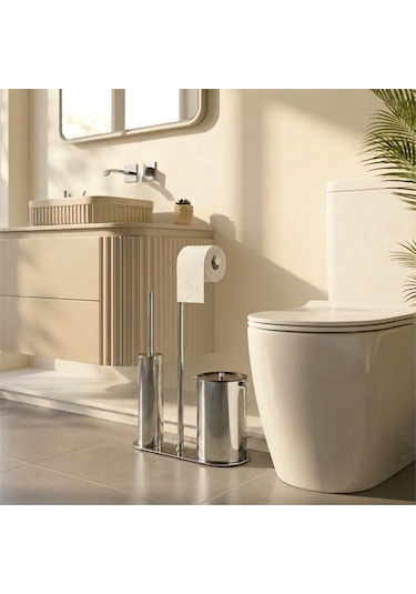 Kobos Nova Çöp Kovalı Yuvarlak Hareketli Wc Set Parlak Krom Kbw-907cr