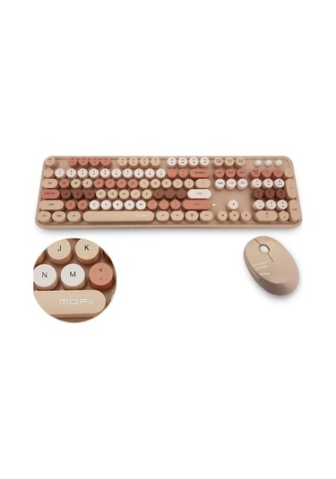 Mofii Kahverengi Sweet Dm Combo Klavye Mouse Set Lazer