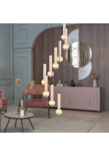 Elisa 9Lu Sarkıt Bakır Sarkıt Modern Genç Odası Mutfak Salon Sarkıt Avize