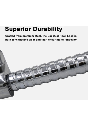 Prestigegoods Araba Direksiyon Fren Kilidi Katı Çelik Çift Kancalı 2 Anahtarlı Geri Çekilebilir Debriyaj Pedal Kilidi Gümüş Gümüş
