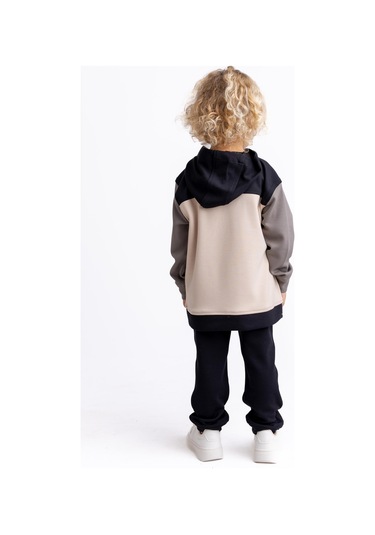 Oliventhekid Siyah Üç Renkli Modal Unisex Çocuk Takım Siyah
