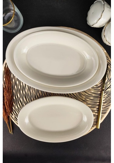 Digithome İstanbul Porselen 3 Parça Kayık Servis Tabağı Seti - Tl4039519 - Tl4039618 C320.225