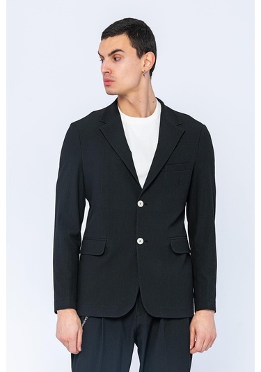 Cekmon Erkek Slim Fit Cepli Düğmeli Bürümcük Kumaş Klasik Ceket 001