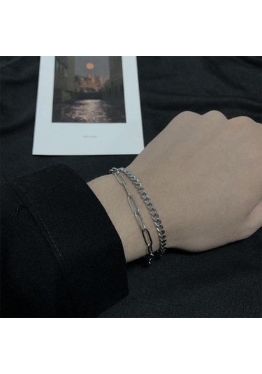 Japonya Ve Güney Kore Bayanlar Erkek Çiftler Çiftler Kız Solmayan Basit Hip Hop Vahşi Çift Zincir Paslanmaz Çelik Bilezik