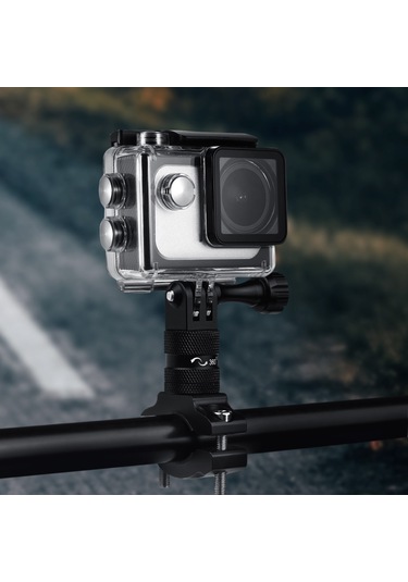 Kangvka Alüminyum Spor Kamera Bisiklet Tutucu - 360 Dönebilen, 1.5-3cm Tutma Aralığı, Gopro Hero 9/8/7/6/5/4 Sjcam Yı Djı Osmo Uyumlu, Siyah