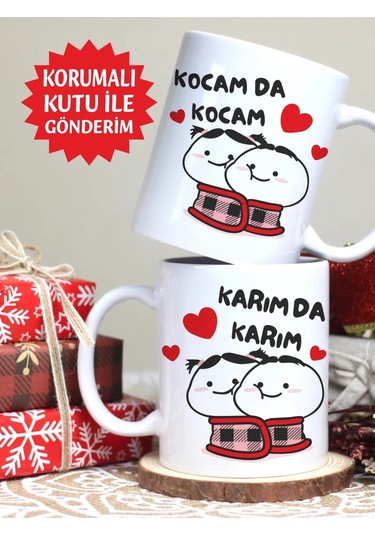 Kocamda Kocam Karımda Karım Ikili Eşli Çift Yön Baskılı Kupa Bar