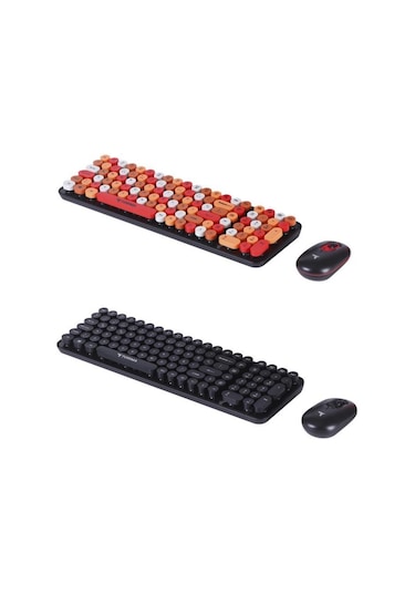 Torima Tmk-07 Çok Renkli Retro Daktilo Görünümlü Kablosuz Q Klavye Mouse Seti