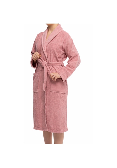 Soley Minerva Extra Yumuşak %100 Pamuk Kadın / Erkek Unisex Bornoz Gül Kurusu