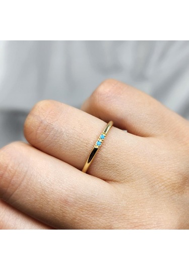 Firuze Turkuaz Taşlı 925 Ayar Gümüş Alyans Yüzük