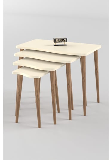 Zigon Sehpa Ahşap 4'lü Krem Kr Çok Renkli