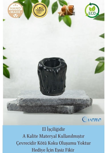 Mumluk Şamdan Tealight Mum Uyumlu Orta Erimiş Mum Model - Siyah