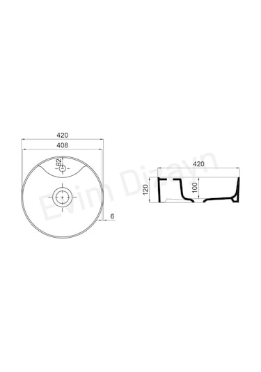 Aqua Bagno "bianzo" Tezgah Üstü Lavabo, Batarya Delikli, 42 Cm Beyaz