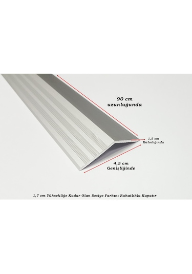 Alüminyum Kapı Eşik Seviye Profili Kot Farkı Yükseklik Profili Kapı Eşik Çıtası Gri Renk 90cm