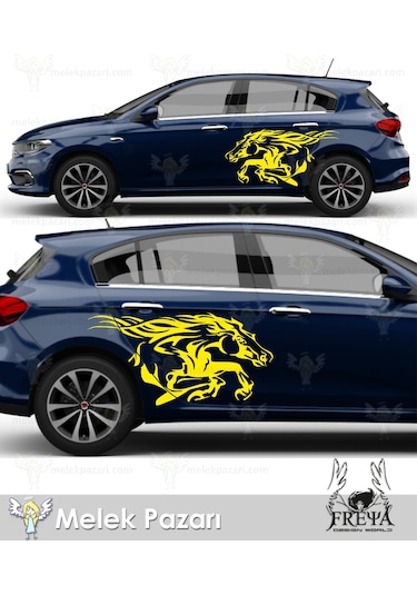 150x75cm-At Araba Arka Çamurluk Sticker, Koşan At Araba Yan Kapı