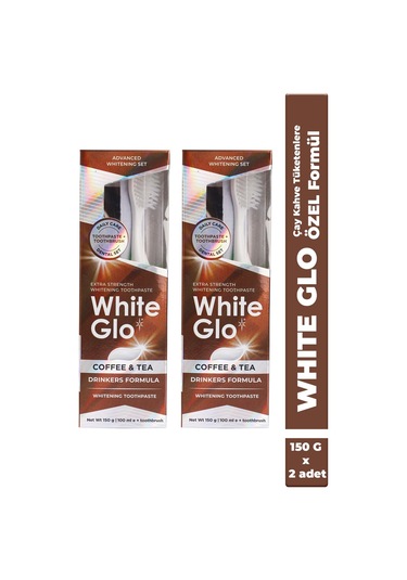 White Glo Çay & Kahve Tüketenlere Beyazlatıcı Diş Macunu 100 ML + Diş Fırçası x 2