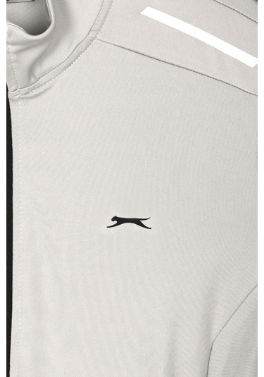 Slazenger Revolver Erkek Fermuarlı Dik Yaka Cepli Gri Sweatshırt