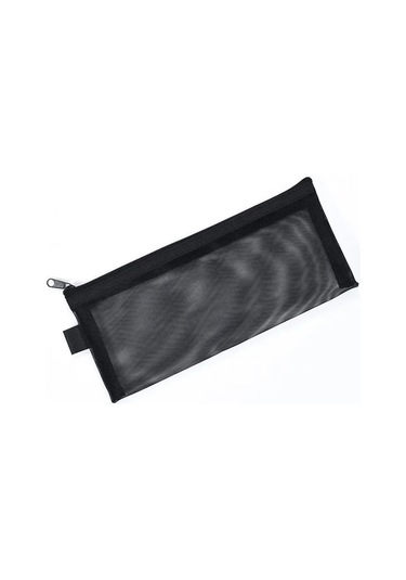 Mufunye Siyah Şeffaf Nilon Çantalı Organizer Çantası - 20.5x9cm - Kalem, Kosmetik, Küçük Eşya Saklama İçin - 1 Adet Diğer