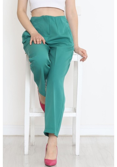 Mokashopin - Beli Pensli Pantolon Koyuyeşil - 20857.683. 001