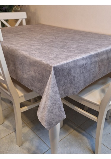 Kumaş Dokulu Tabanı Silikonlu Yıkanabilir Silinebilir Ütülenebilir Kaymaz Dekoratif Masa Örtüsü Brs021 Koyu Gri