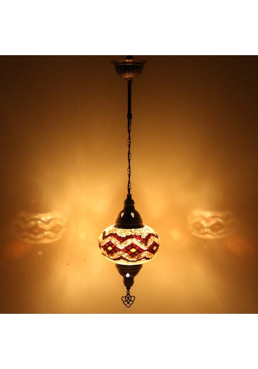 Dekoratif MOZAİK AVİZE TEKLİ OSMANLI LAMBASI DEKORATİF
