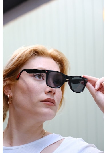 Paris All Black Red Unisex Güneş Gözlüğü Desenli
