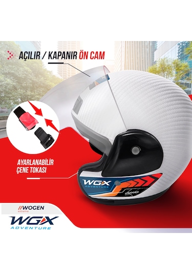 Wogen Karbon Yarım Kask Beyaz