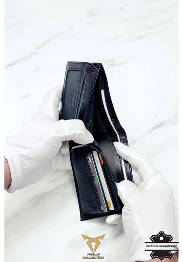 % 100 Hakiki Deri Ergonomik Cüzdan Kartlık Portföy Siyah