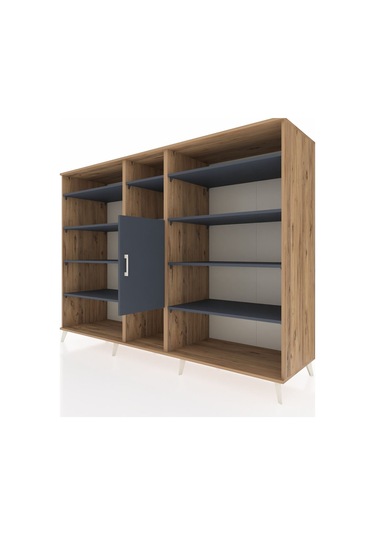 Kronos Dolap 12 Raflı Tek Kapaklı 220x59x163 Çam-antrasit Çam-antrasit